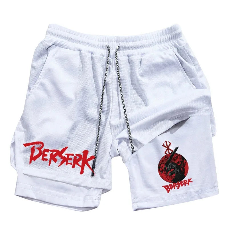 Anime Berserk Print Men’s 2-in-1 Running Shorts