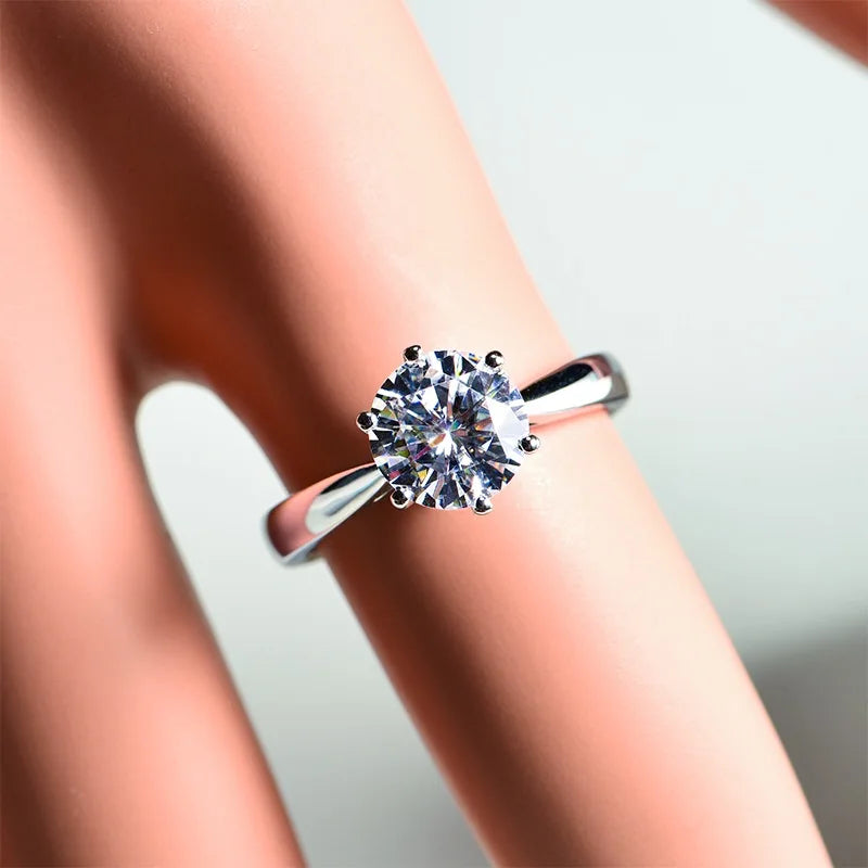 18K White Gold Color Solitaire Ring