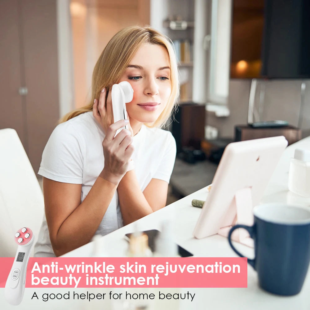 5-Color RF LED Facial Device – Wrinkle Removal & Skin Lifting