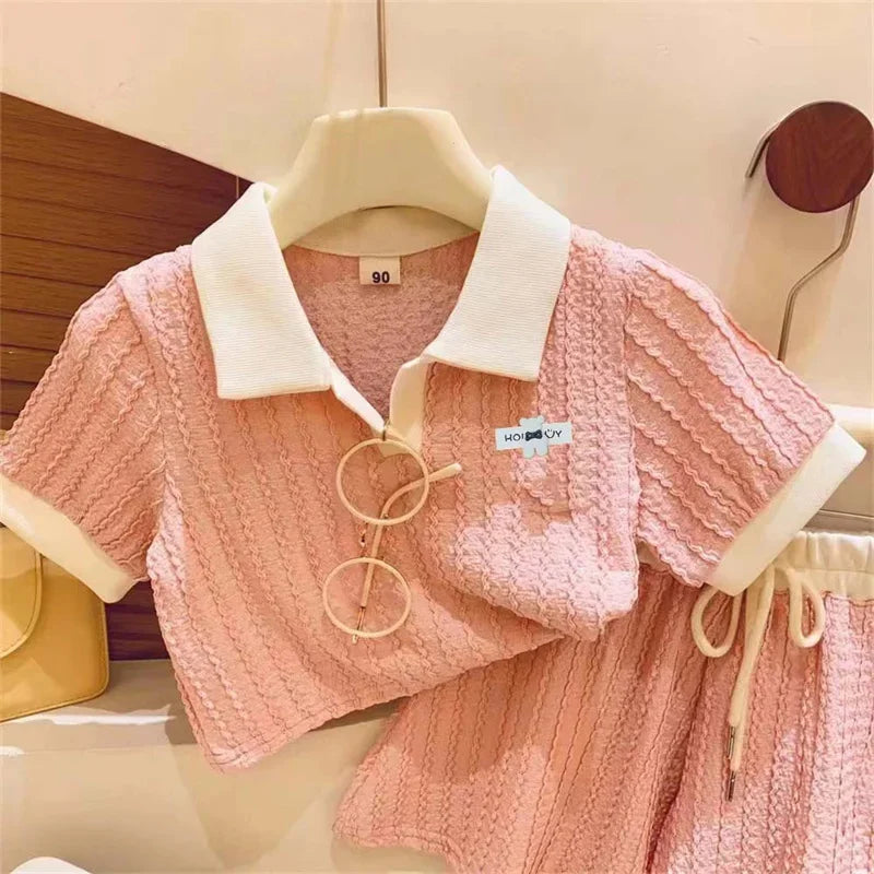 Girls Summer 2-Piece Outfit – Short Sleeve Top & Shorts