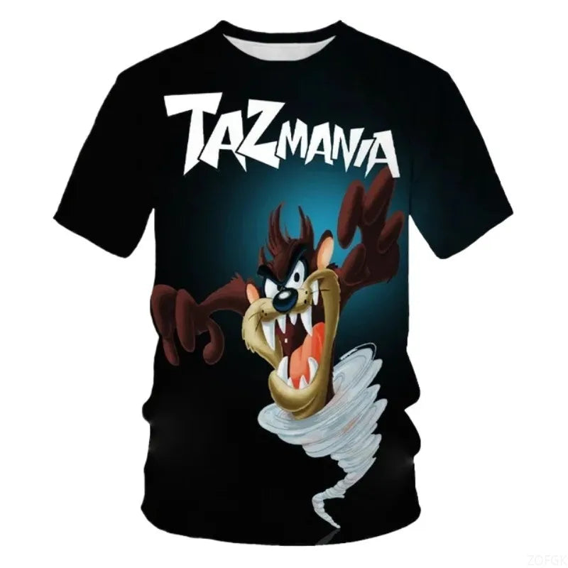 Summer New Trendy 3D Anime Monster Animal Dog Personalized Printed Comfortable Casual Round Neck Short Sleeved T-shirt