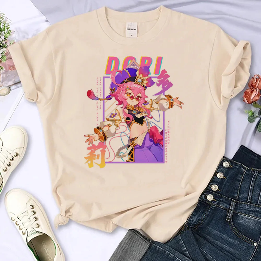Women’s Genshin Impact Manga T-Shirt | Harajuku Summer Comic Tee