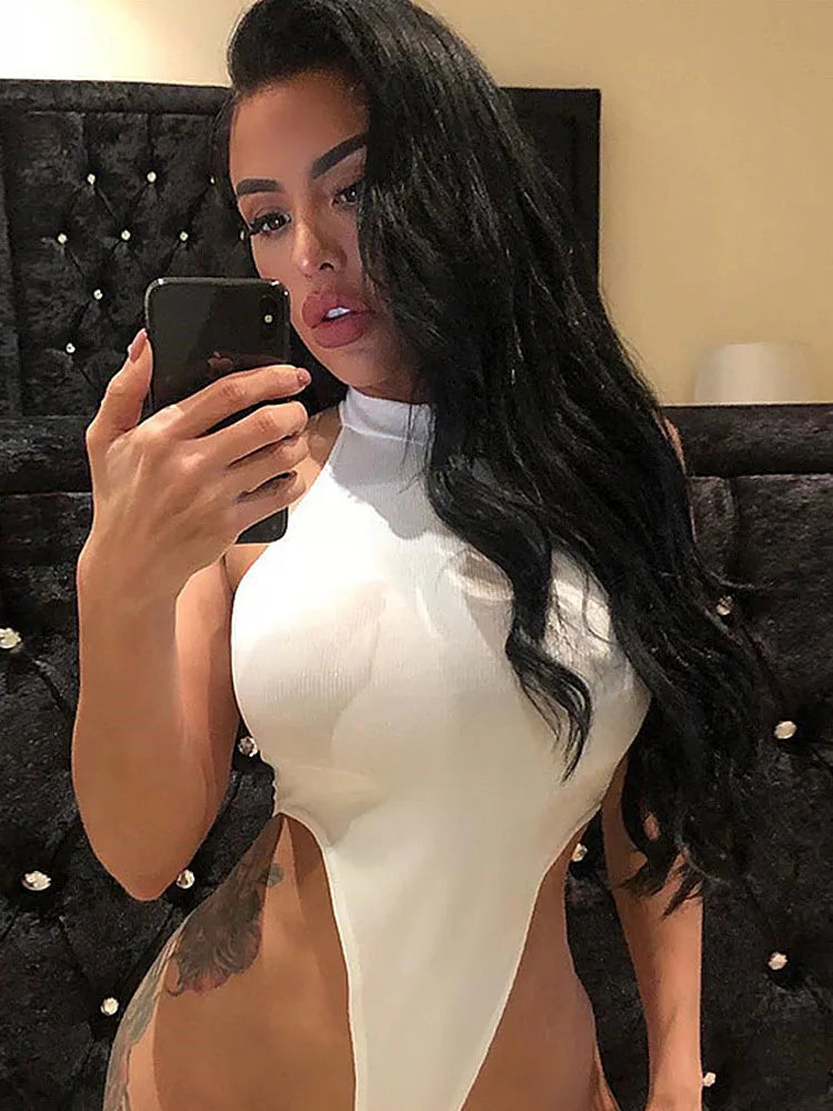 Sexy Neon Women’s Sleeveless Backless Skinny Bodysuit