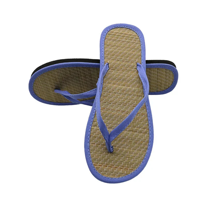 Women’s Flat Bamboo Rattan Flip-Flop Slippers