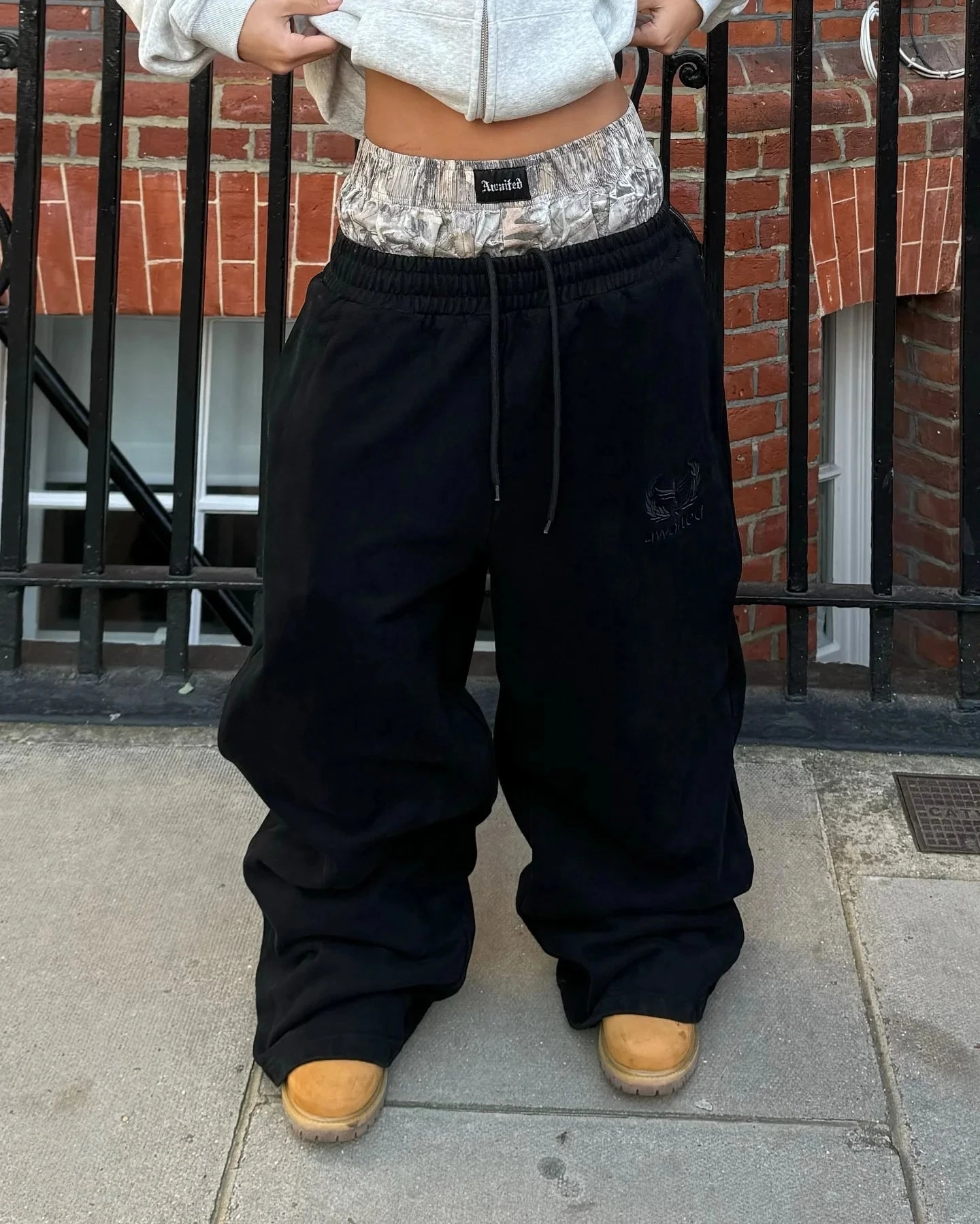Double Waist Embroidered Sweatpants