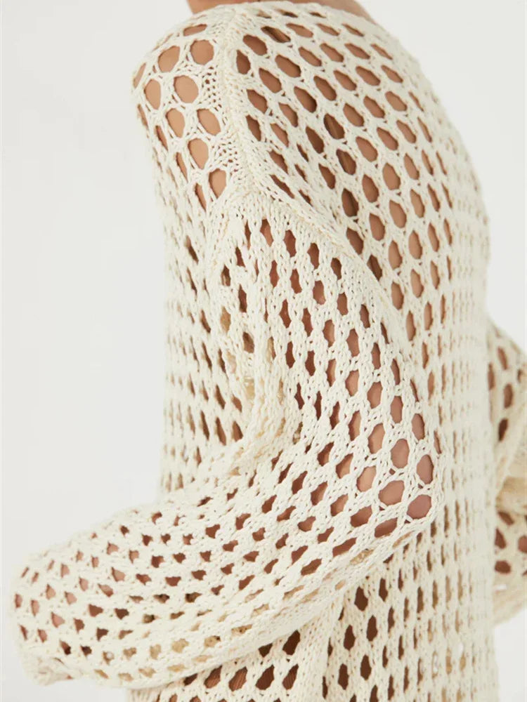 Tossy Knit Hollow Out Cover-Up Mini Dress for Women