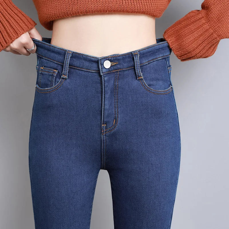 New Women Thermal Jeans Winter Snow Warm Plush Stretch Jeans