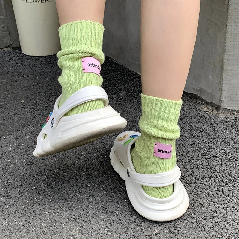 Korean Knitted Middle Tube Cotton Socks