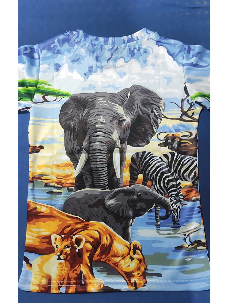 Kids Dinosaur Cartoon T-Shirt | Baby Boys & Girls Summer Short Sleeve Tee