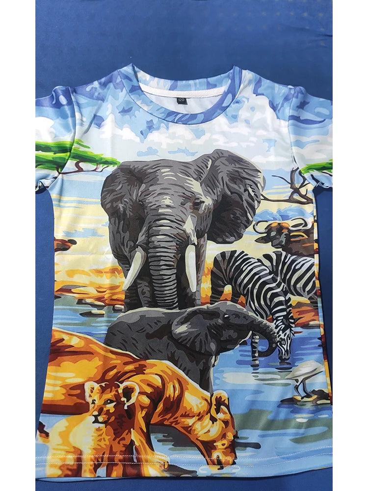 Kids Dinosaur Cartoon T-Shirt | Baby Boys & Girls Summer Short Sleeve Tee