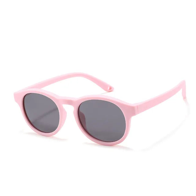 Baby’s First Sunglasses with Strap – Round Flexible Polarized UV400 Silicone Shades