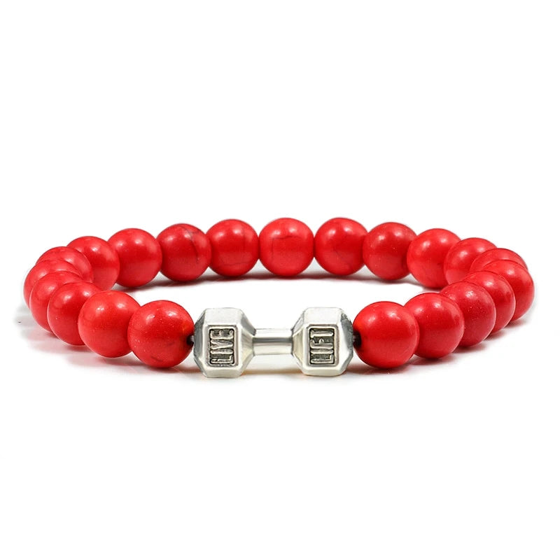 Natural Volcanic Stone Dumbbell Beaded Bracelet