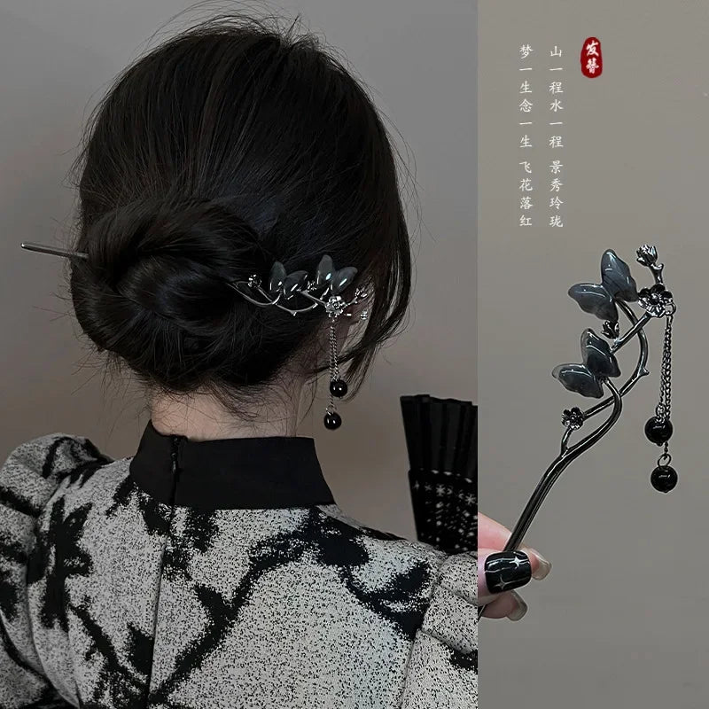 Vintage Chinese-Style Butterfly & Flower Tassel Hair Stick