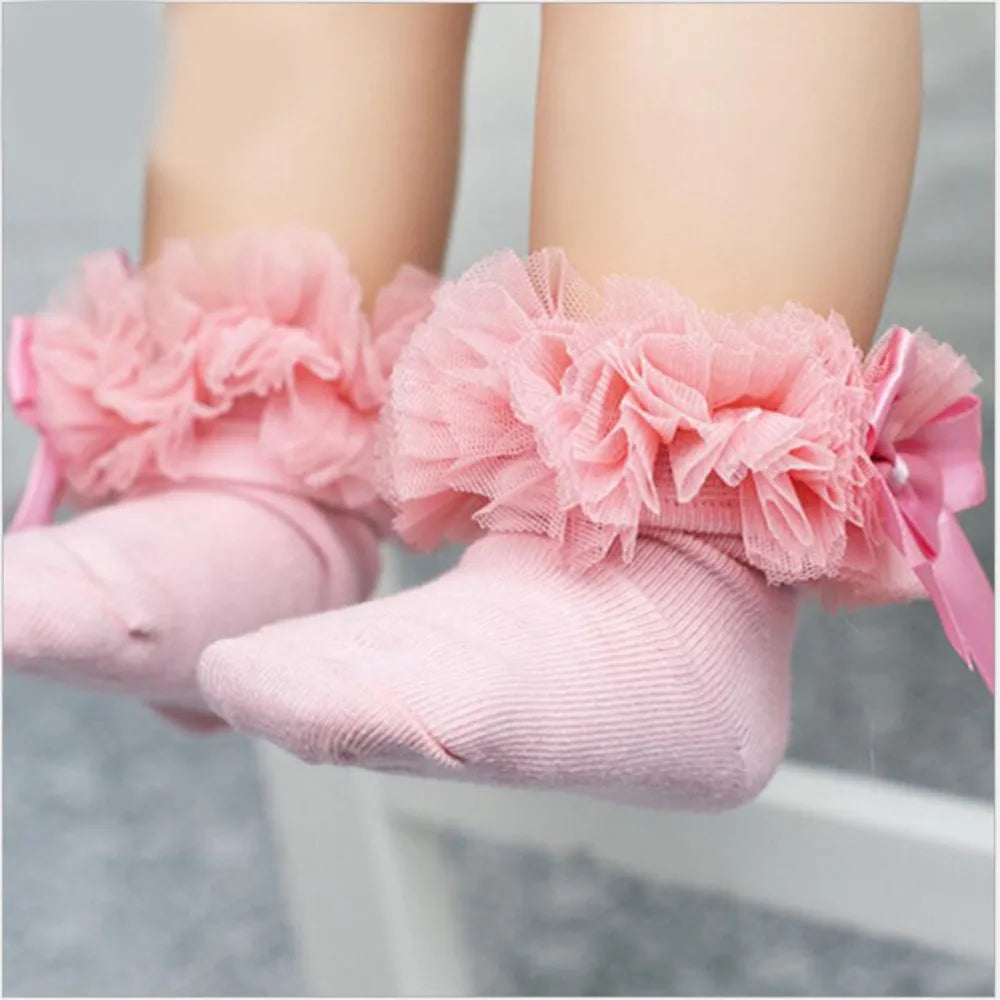 Princess Tutu Lace Ruffle Ankle Socks for Girls (0–6Y)