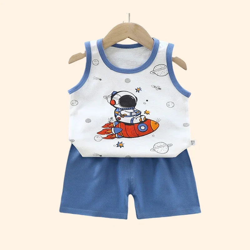 Kids Summer Vest & Shorts Set – Cotton Sleeveless Outfit