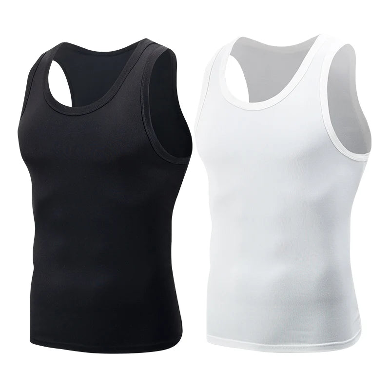 Men’s Classic Black & White Tank Top – Casual Sports Vest