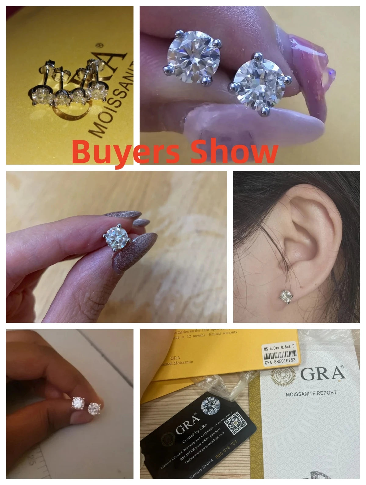 CANNER Moissanite Ear Stud Earrings