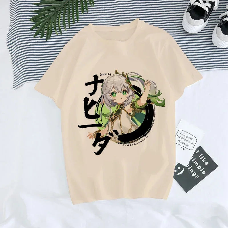 Genshin Impact Kawaii Graphic T-Shirt | Harajuku Anime Tee for Women