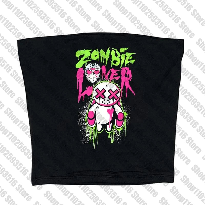 Y2K Anime Letter Crop Top for Women
