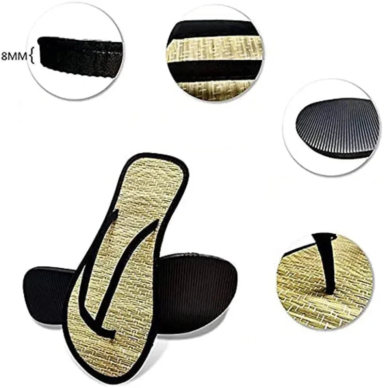 Bamboo Rattan Flip-Flops – Women’s Summer Slippers