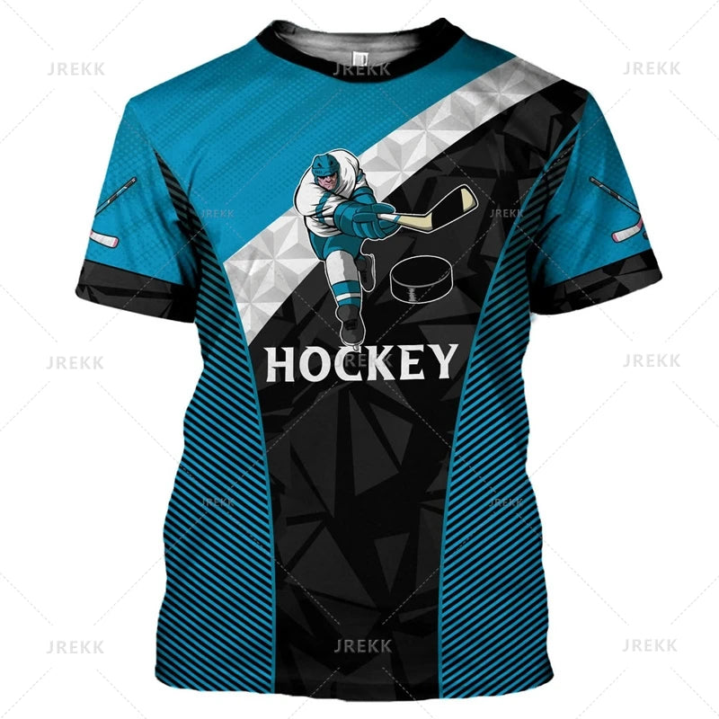 Vintage Field Hockey 3D Print T-Shirt | Hockey Stick Graphic Short Sleeve Streetwear Tee