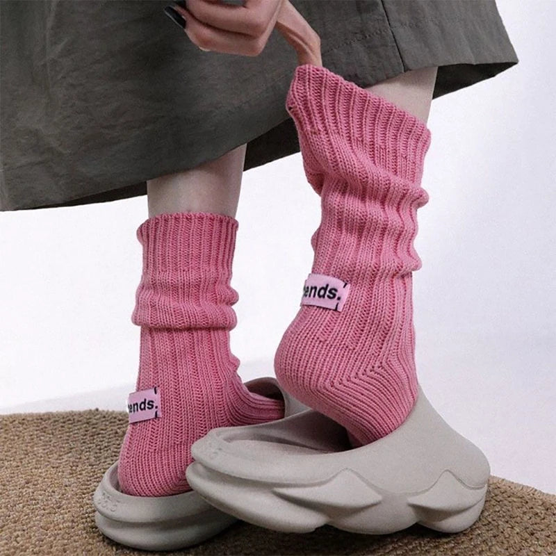 Korean Knitted Middle Tube Cotton Socks