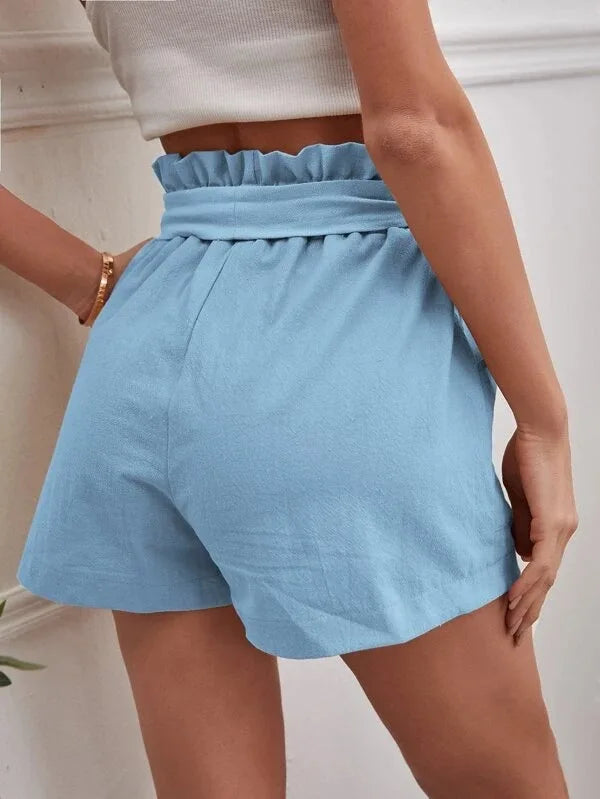 Women’s Summer Linen-Look Casual Shorts | High Waist, Wide Leg, Loose Fit