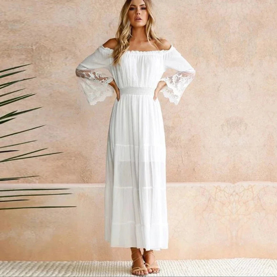 Boho Off-Shoulder Lace Dress