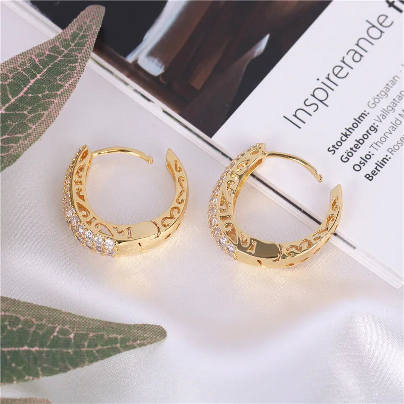 Hollow Gold Hoop Earrings