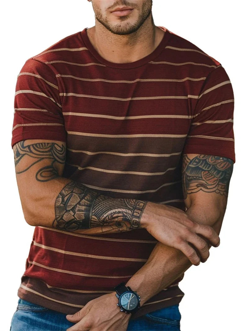 Men’s Stripe 3D Print Quick-Dry T-Shirt