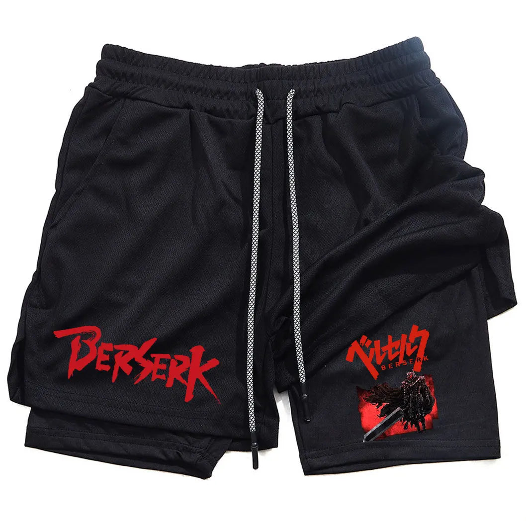 Anime Berserk Print Men’s 2-in-1 Running Shorts