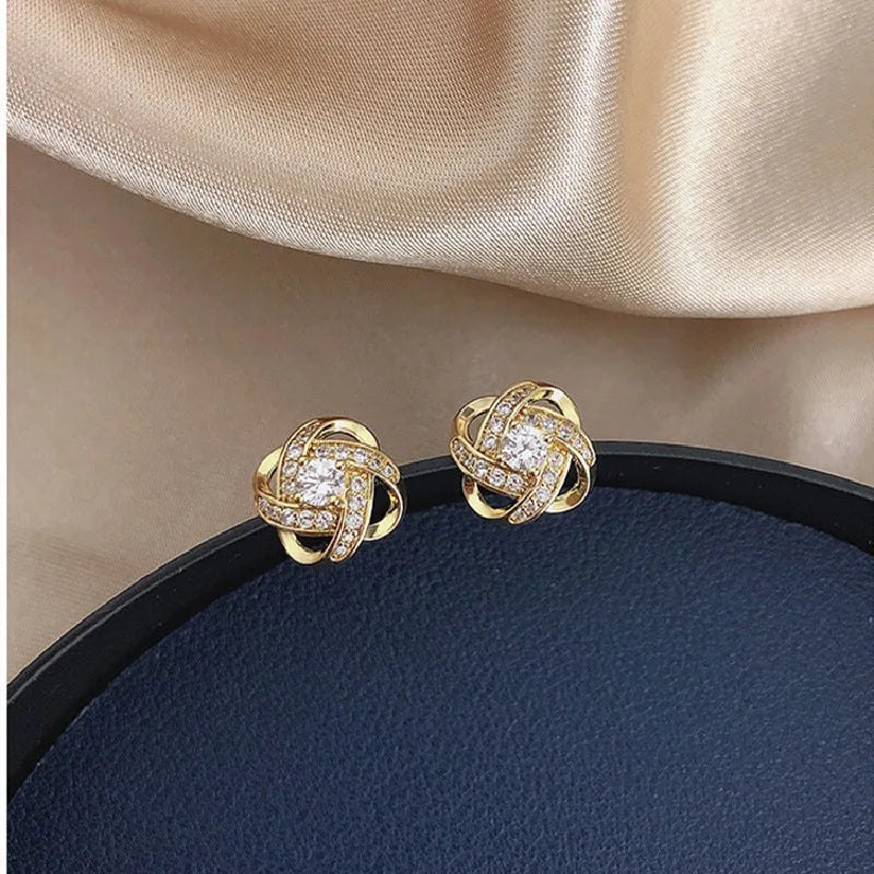 Light Luxury Zircon Cross Stud Earrings