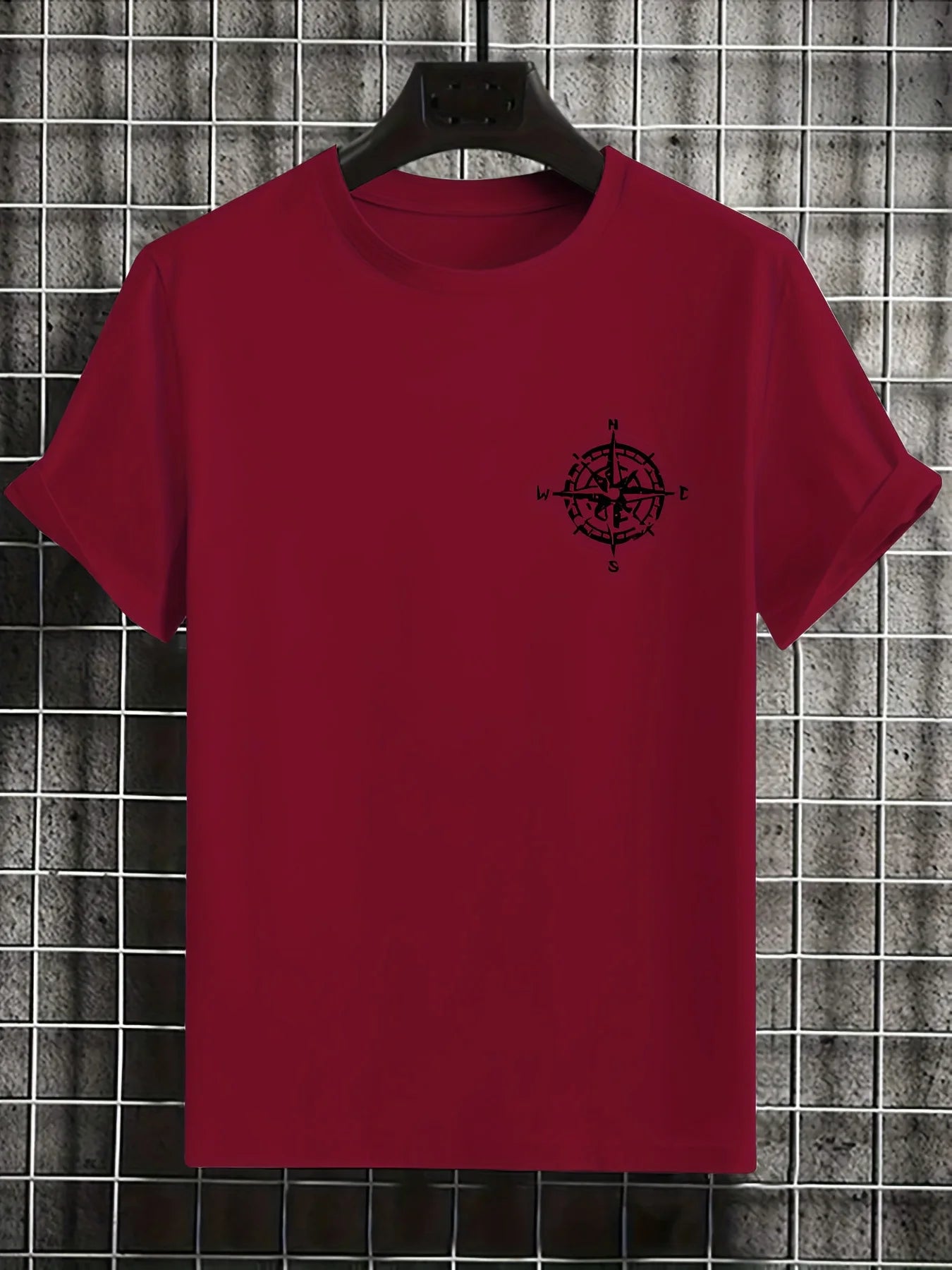Men’s Cotton Compass & Bird Print T-Shirt