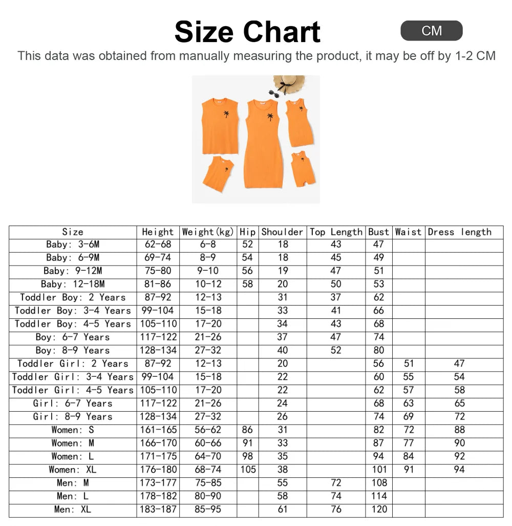 PatPat Family Matching Orange Terry Tank Top and Bodycon Tank Dress Sets Suitable for Summer Season Soft and Comfortable