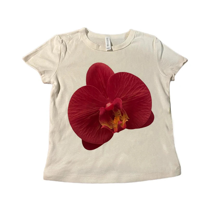 Vintage Y2K Baby Tee – Graphic Print Crop Top