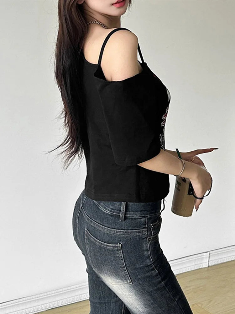 Women’s Y2K Asymmetrical Skew Collar Tee