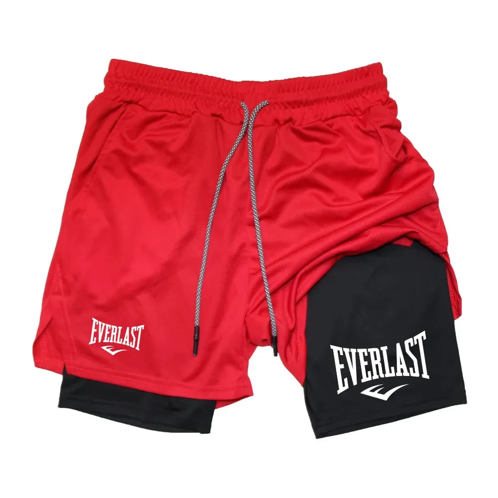 Men Running Shorts 2 in 1 Double-deck Sport Shorts Sportswear Gym Fitness Short Pants Training Jogging Bottom Men&