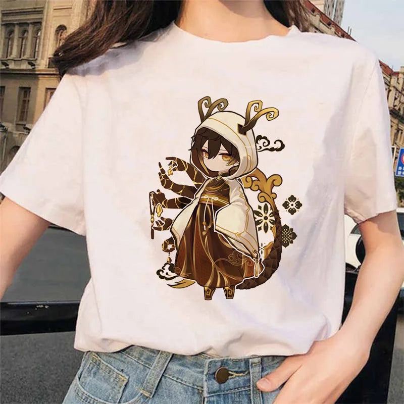 Women’s Genshin Impact Zhong Li T-Shirt | Cartoon Streetwear Tee