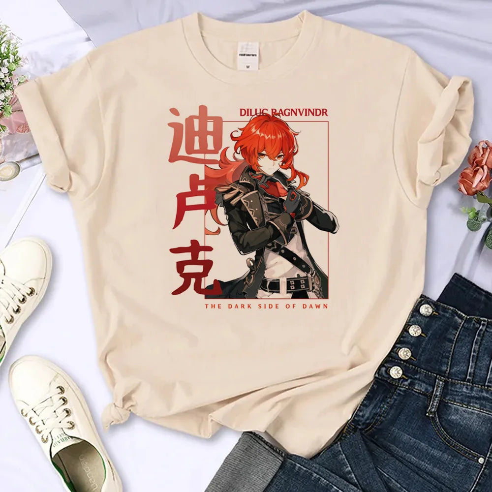 Women’s Genshin Impact Manga T-Shirt | Harajuku Summer Comic Tee