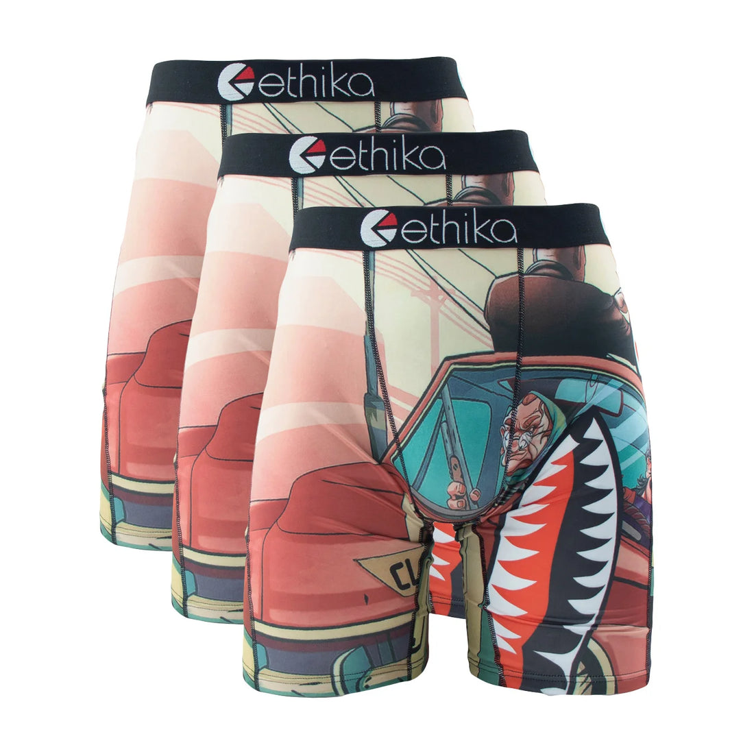 3Pcs ETHIKA Men Sexy Underwear Boxers Fashion Print Man Underwear Summer Breathable Panties Lingeries Plus Size Men Boxer Briefs