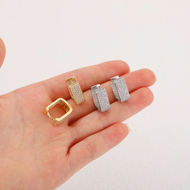 Zircon Geometric Square Hoop Earrings for Women