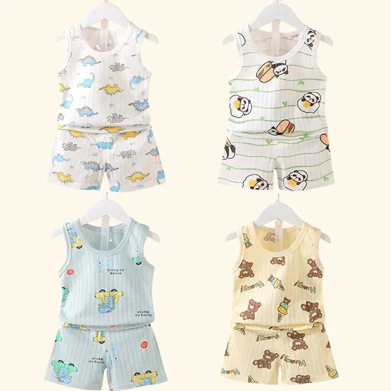 Kids Cotton Animal Print T-Shirt & Shorts Set