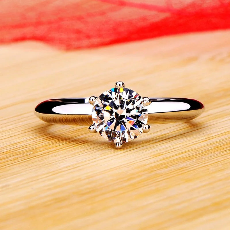 18K White Gold Color Solitaire Ring