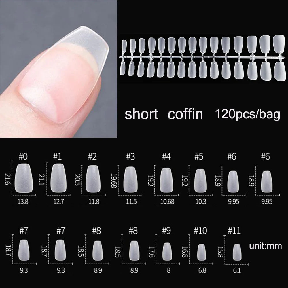 120pcs Matte Press On Nail Tips