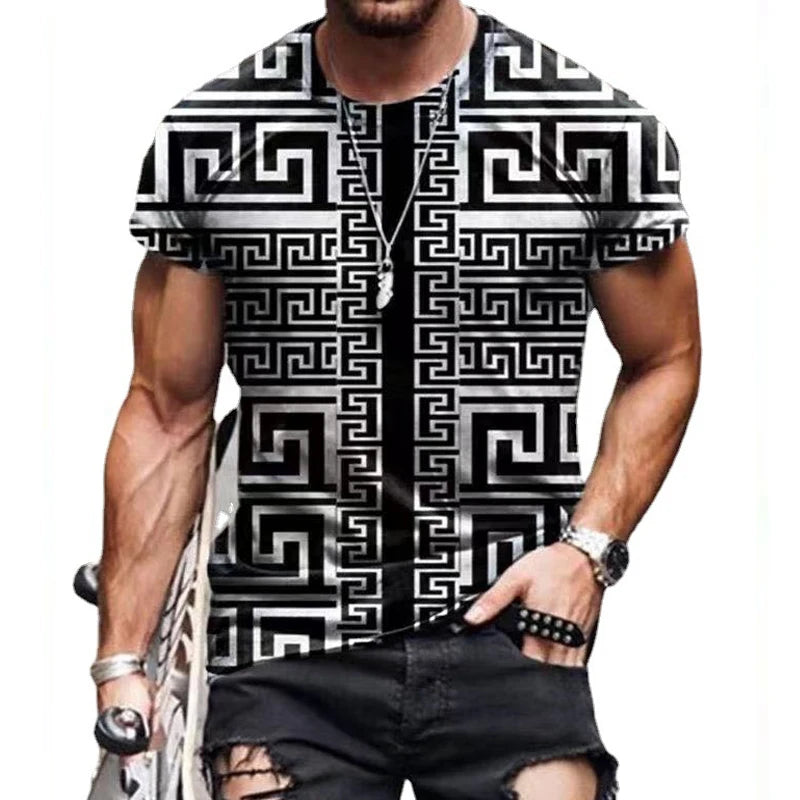 Men’s Graffiti 3D Print T-Shirt – Casual Loose Streetwear Short Sleeve