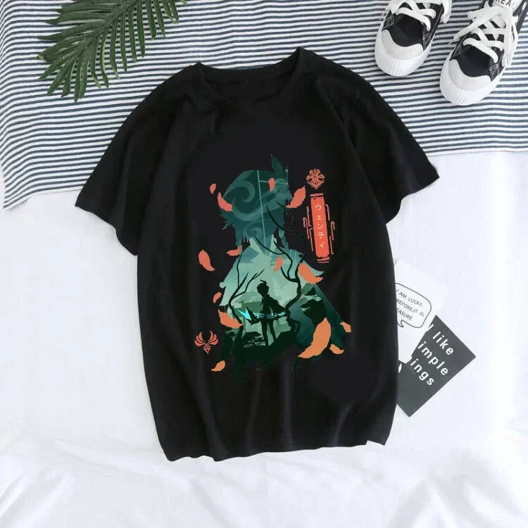 Genshin Impact Kawaii Graphic T-Shirt | Harajuku Anime Tee for Women