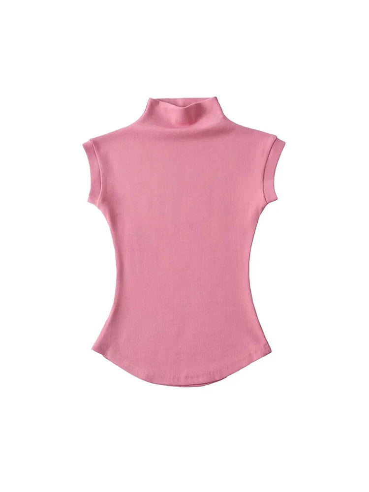 Women’s Summer Sexy Turtleneck Sleeveless T-Shirt