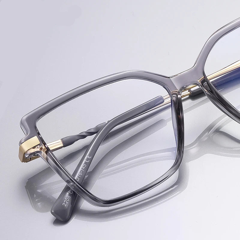 Simple Design Fashionable Large Frame Anti-Blue Light Reading Glasses for Women