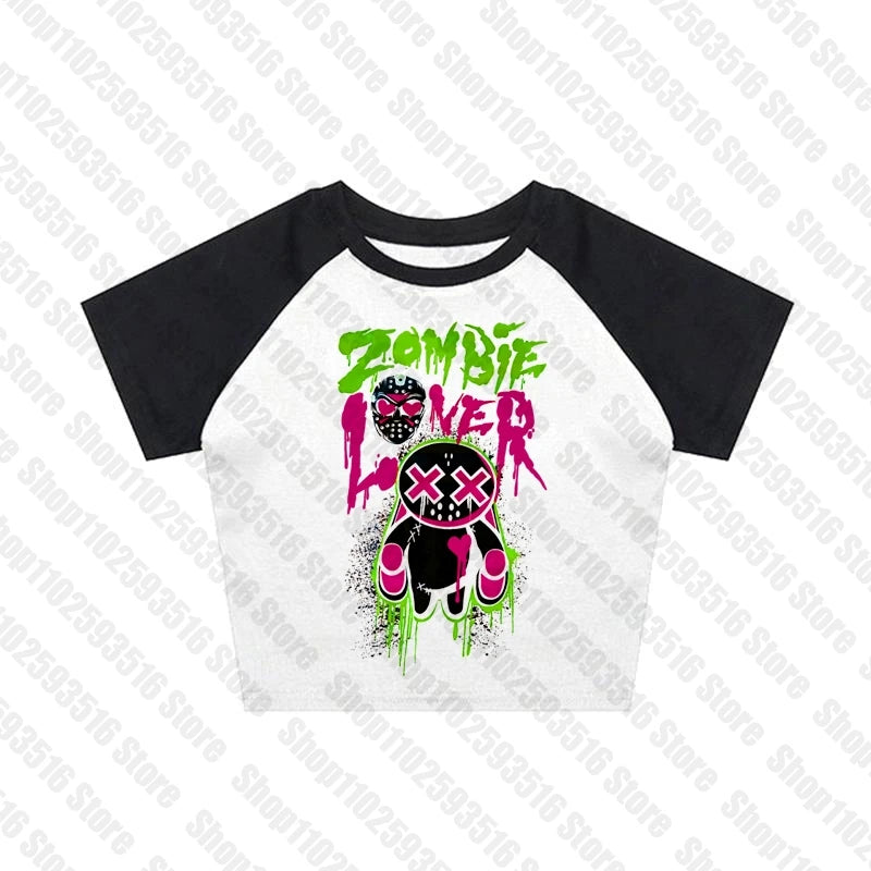 Y2K Anime Letter Crop Top for Women