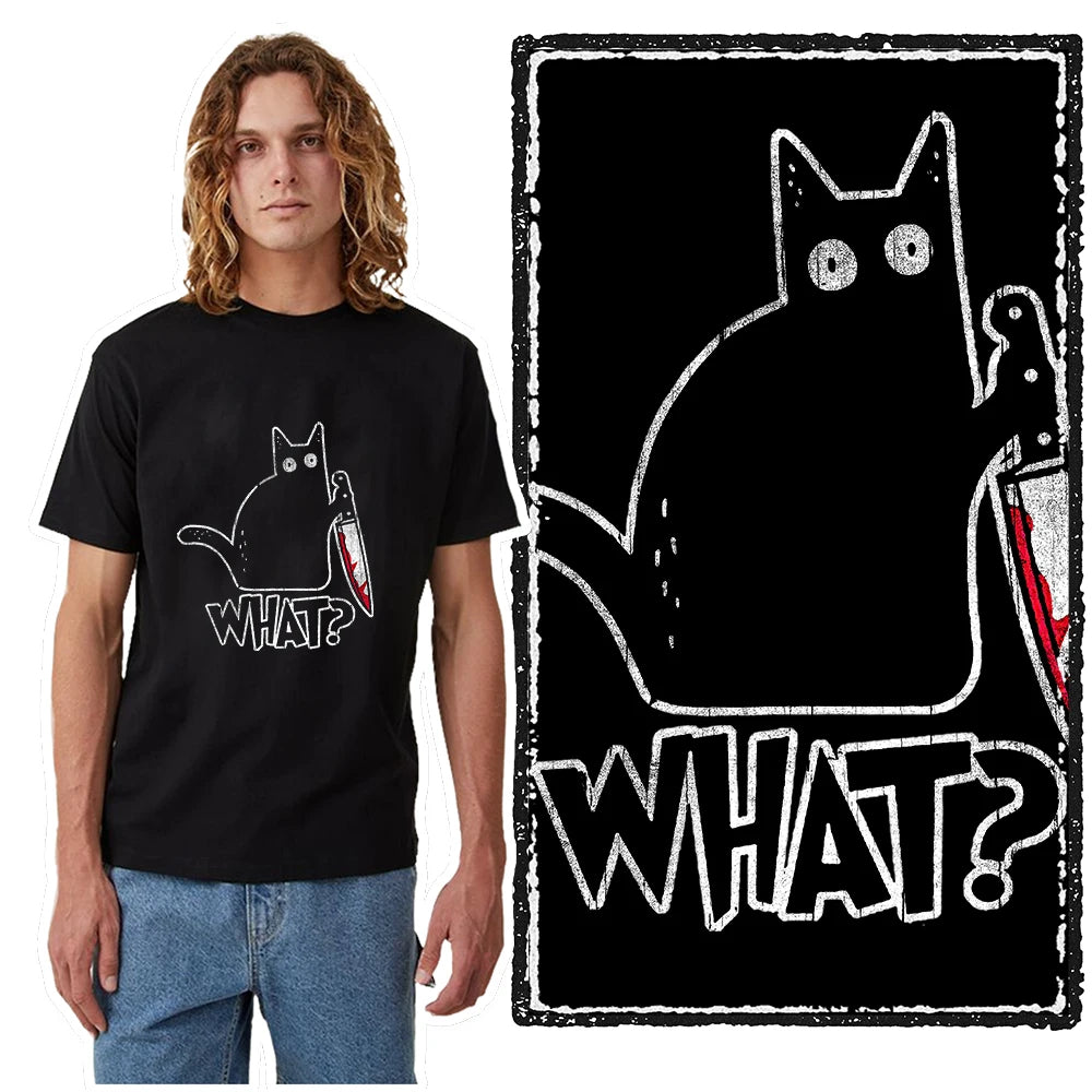 Cool Cat Print Men’s T-Shirt | Casual Loose Summer Tee